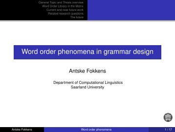 Word order phenomena in grammar design