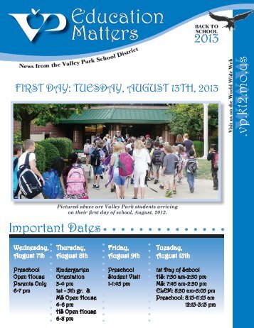 Aug 2013 Newsletter - Valley Park School District