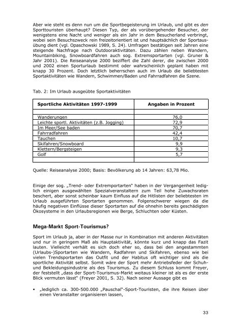 Sport und Tourismus - Der Deutsche Olympische Sportbund