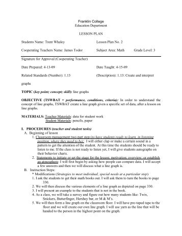 Line Graph Lesson - Franklin College