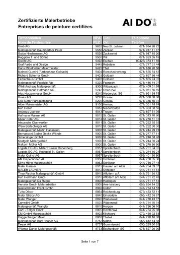 Entreprises de peinture certifiées Zertifizierte Malerbetriebe - Dold AG