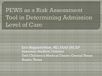 PEWS as a Risk Assessment Tool in Determining Admission Level ...