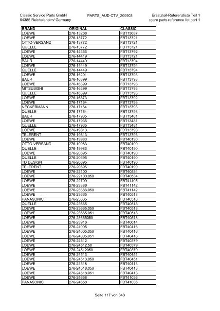 Classic Service Parts GmbH 64385 Reichelsheim/ Germany ...