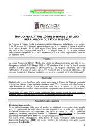 BANDO PER L’ATTRIBUZIONE DI BORSE DI STUDIO PER L’ANNO SCOLASTICO 2011-2012