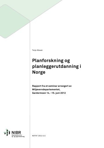 Planforskning og planleggerutdanning i Norge