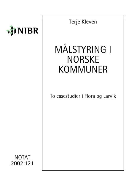 MÅLSTYRING I NORSKE KOMMUNER