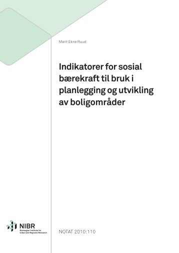 Indikatorer for sosial bÃ¦rekraft til bruk i planlegging og utvikling av ...