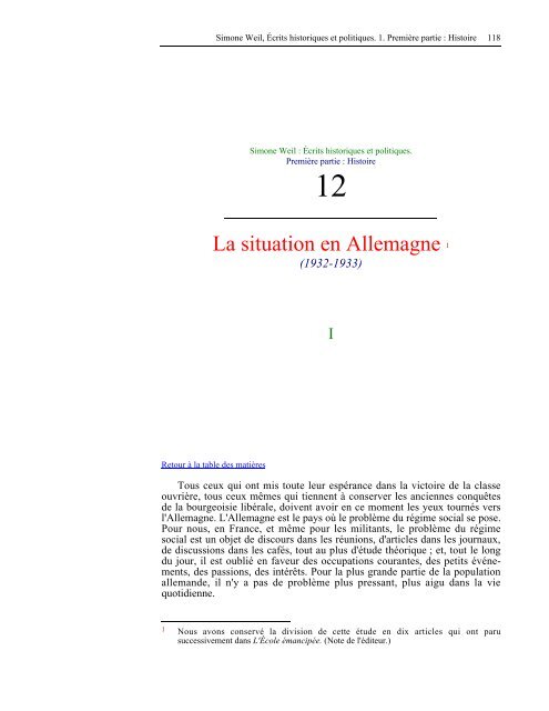 âHistoireâ livre de Mme Simone Weil au format PDF - Les Classiques ...