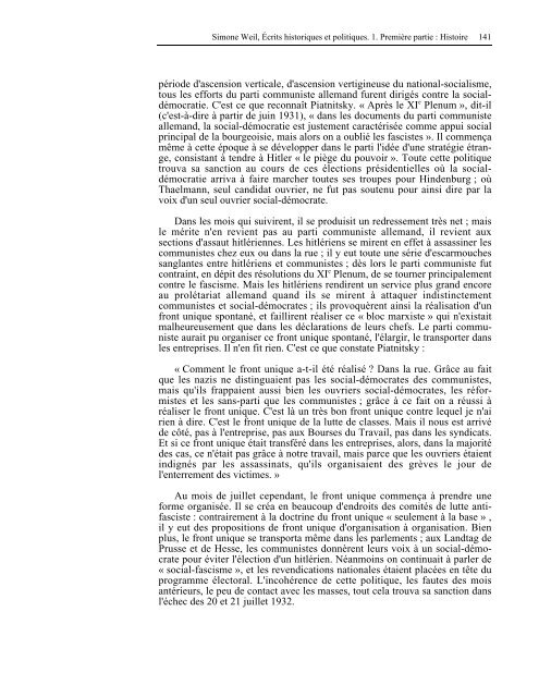 âHistoireâ livre de Mme Simone Weil au format PDF - Les Classiques ...