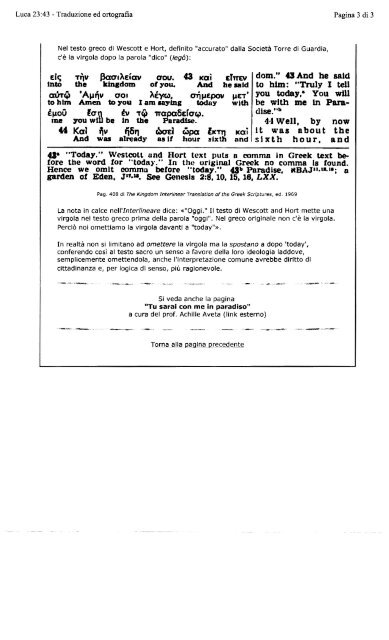 LA PAROLA DI DIO EI "TESTIMONI DI GEOVA" - CRISTIANI ...