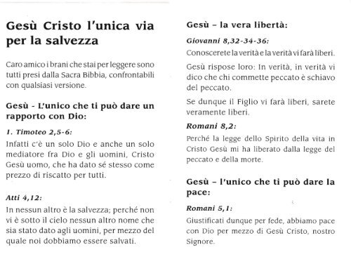 Gesù Cristo l'unica via per la salvezza