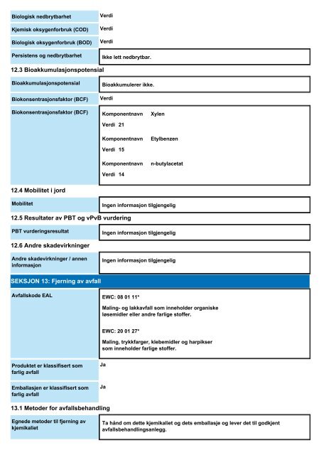 SIKKERHETSDATABLAD 2-komponent polyuretan