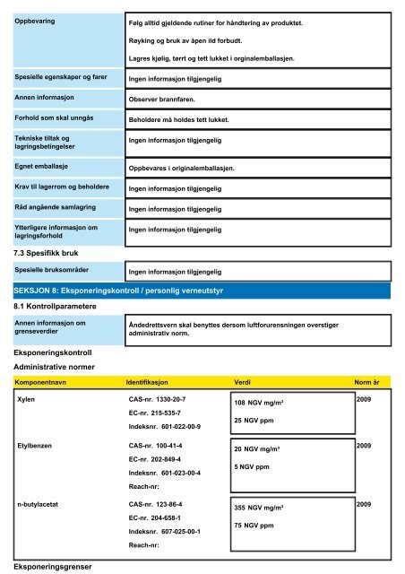 SIKKERHETSDATABLAD 2-komponent polyuretan