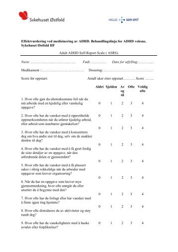 Effektvurdering ved medisinering av ADHD - Sykehuset Ãstfold