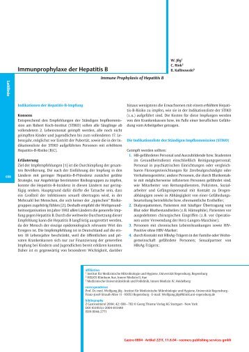 Immunprophylaxe der Hepatitis B - DGVS