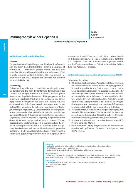 Immunprophylaxe der Hepatitis B - DGVS