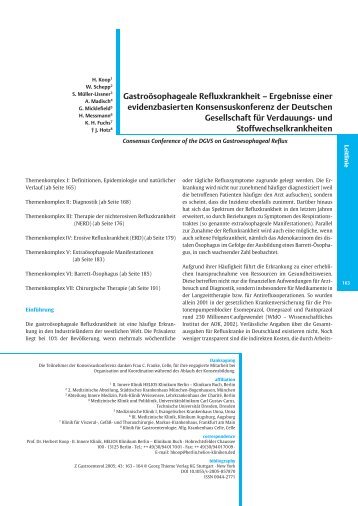 Gastroösophageale Refluxkrankheit – Ergebnisse einer - DGVS