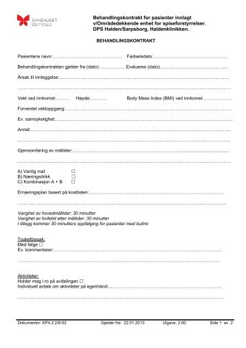 Behandlingskontrakt for pasienter innlagt v/OmrÃ¥dedekkende enhet ...