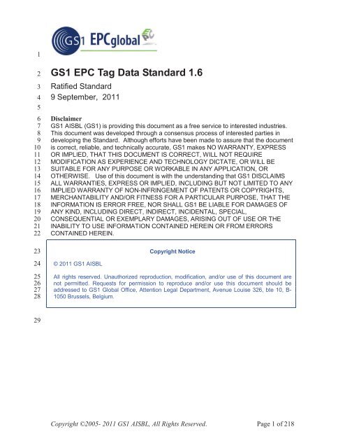 GS1 EPC Tag Data Standard 1.6 - Indicod-Ecr