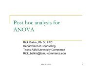 Post hoc analysis for ANOVA