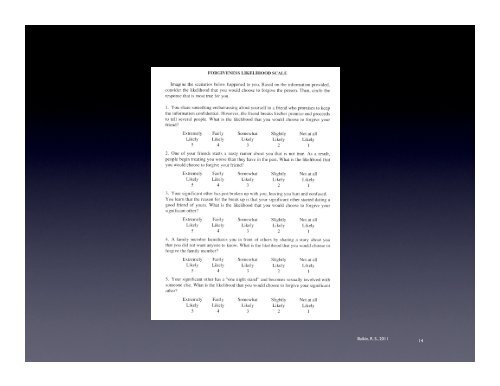 The Forgiveness Reconciliation Inventory: A model for assessing ...