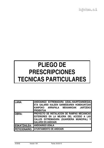 PLIEGO DE PRESCRIPCIONES TECNICAS PARTICULARES