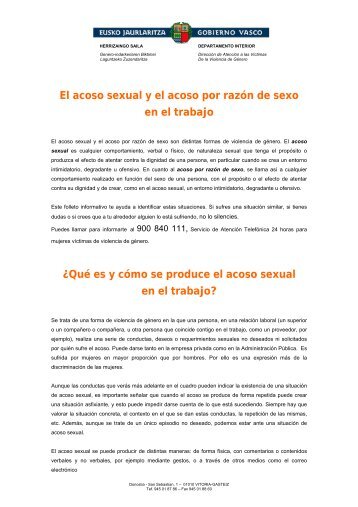 El acoso sexual y el acoso por razÃ³n de sexo en el trabajo Â¿QuÃ© es ...