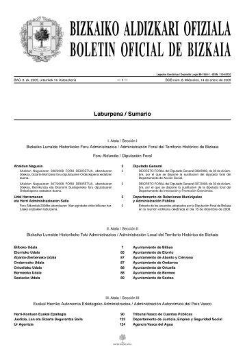 BIZKAIKO ALDIZKARI OFIZIALA BOLETIN OFICIAL DE BIZKAIA