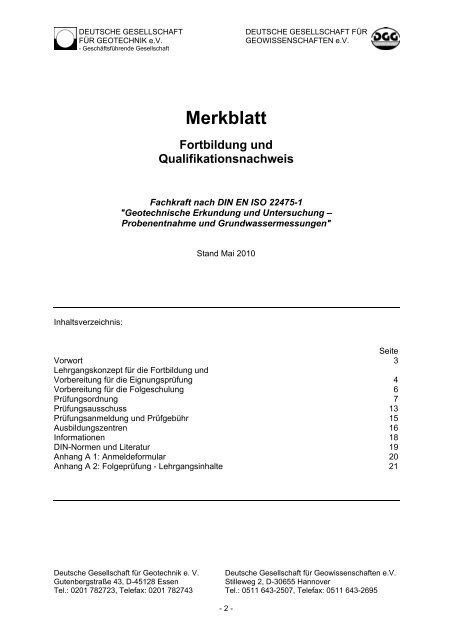 Merkblatt Fortbildung und Qualifikationsnachweis Fachkraft ... - DGGT