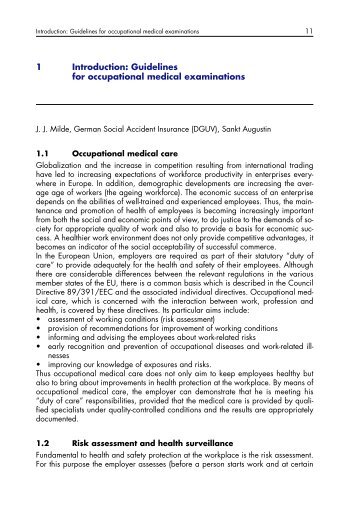 1 Introduction: Guidelines for occupational medical examinations