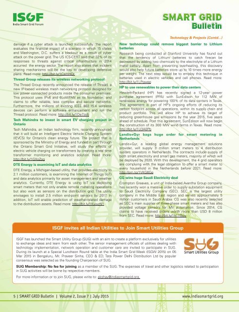 ISGF Smart Grid Bulletin - Vol 2 Issue 7 (July 2015)