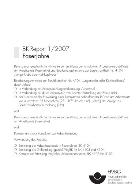 BK-Report 1/2007 Faserjahre - Deutsche Gesetzliche ...