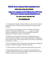 STR 581 Week 6 Capstone Final Examination Part 3/Course tutorial/uophelp