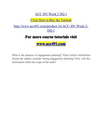 acc 491 week 1 dq 2 Acc 491 entire course download – in this archive file of acc 491 entire course you will find. acc 491 week 1 dq 2 Acc 491 entire course download – in this archive file of acc 491 entire course you will find.