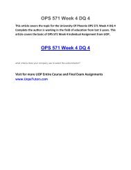 OPS 571 Week 4 DQ 4 UOP Individual Tutoring