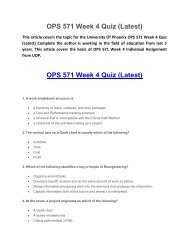 OPS 571 Week 4 Quiz (Latest) UOP Individual Tutoring