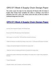 OPS 571 Week 4 Supply Chain Design Paper UOP Individual Tutoring