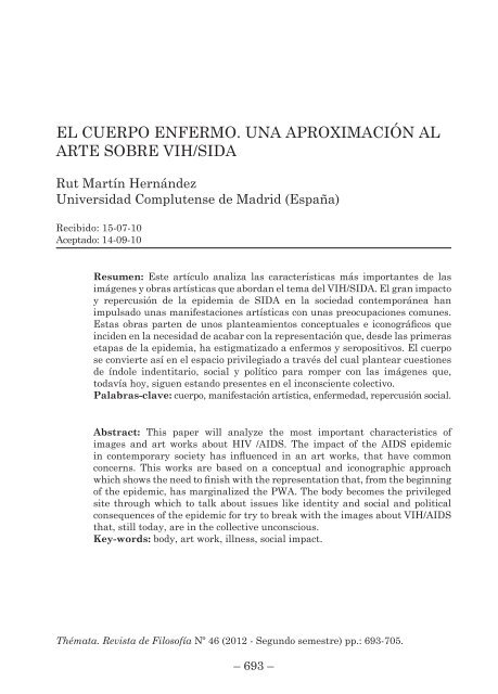 EL CUERPO ENFERMO UNA APROXIMACIÓN AL ARTE SOBRE VIH/SIDA