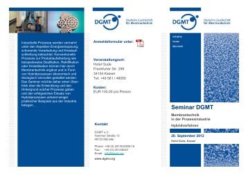 Seminar DGMT - Deutsche Gesellschaft für Membrantechnik