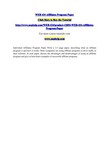 WEB 434 Affiliates Program Paper/Course tutorial/uophelp