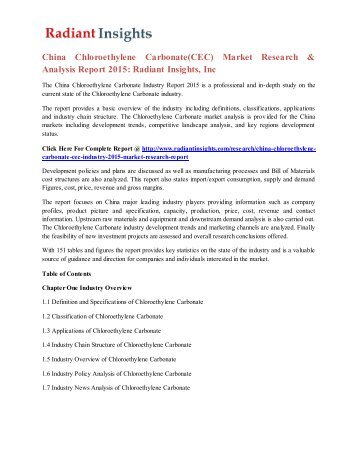 China Chloroethylene Carbonate(CEC) Market Research & Analysis Report 2015 Radiant Insights, Inc.pdf