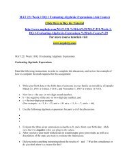 MAT 221 Week 1 DQ 1 Evaluating Algebraic Expressions (Ash Course)/ UOPHELP