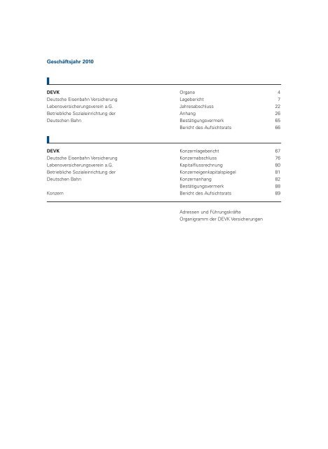 DEVK Geschäftsbericht 2010 - DEVK Versicherungen