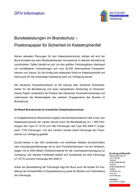 DFV-Information - Deutscher Feuerwehrverband