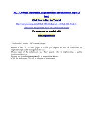Mgt 4 Week 1 Individual Assignment Role Of Stakeholders Paper