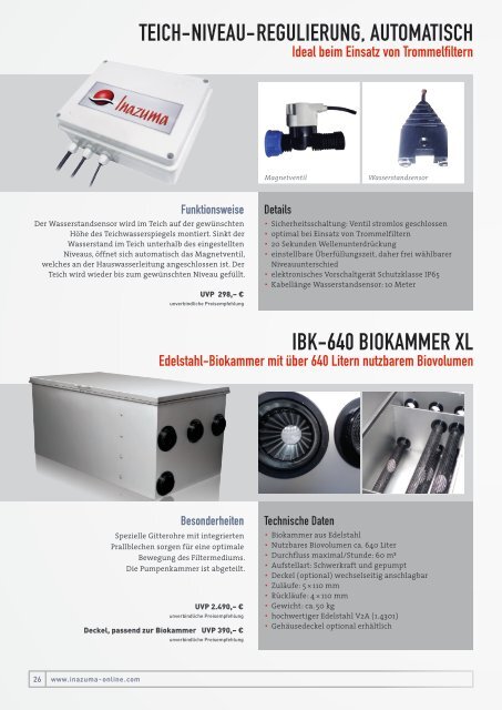 Inazuma Trommelfilter und HighEnd Teichzubehör 2015/2016