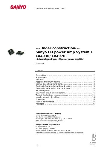 ---Under construction--- Sanyo ICEpower Amp System 1 LA4930/LV4970