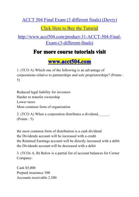 ACCT 504 FINAL EXAM visual data 2