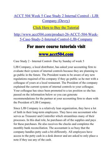 acct 504 week 5 case study 2 internal control acct504dotcom