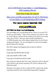 ACCT 504 Week 6 Case Study 3 - Cash Budgeting / acct504dotcom